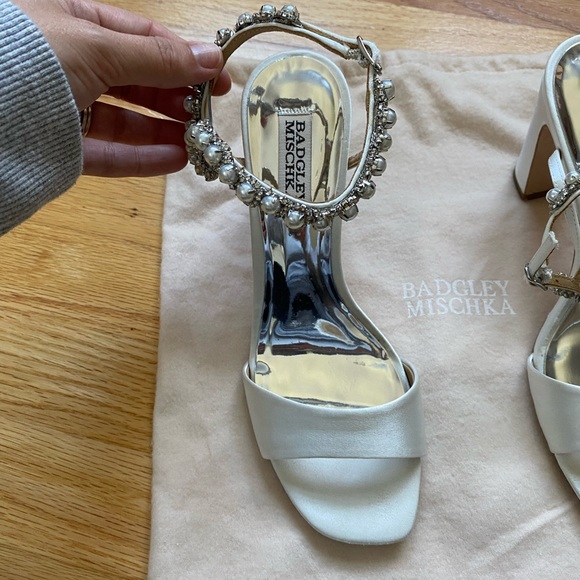 Badgley Mischka Korina Square Toe Adorned Strap High Heel Sandals - Picture 8 of 11